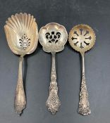 Three Sterling silver sugar sifters