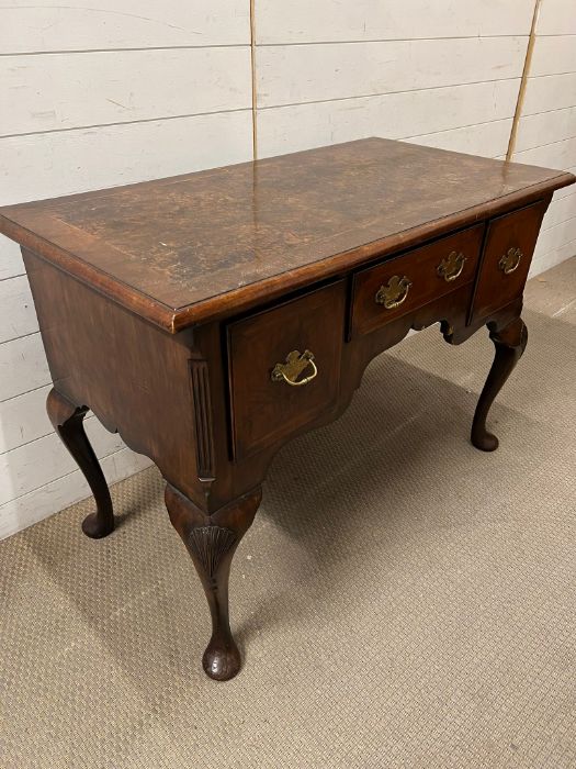 Chippendale style walnut dressing table, rectangular top over hanging three drawers on cabriole legs - Image 5 of 5