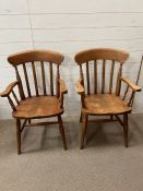 A pair of Windsor pine chairs