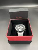 Vostok Europe Anchar watch, quartz black/white dial black/silver bezel, black pvd case white silicon