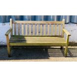 A wooden garden bench (H87cm W152cm D51cm)