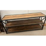 A contemporary metal and wood console table (H66cm W153cm D40cm)