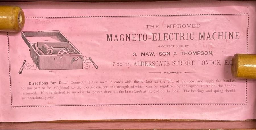 The improved Magneto-Electric Machine, mahogany box by S Maw, Son & Thompson. - Image 6 of 6