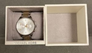 A Michael Kors quartz silver/gold dial ss case two tone ss gold silver bracelet