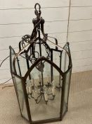 A Christopher Hyde gothic lantern, solid brass with bevelled glass finish in dark bronze (H89cm)
