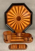 Art Deco desk set comprising of trays and pots
