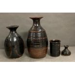 Four Studio Pottery stoneware vases by Burley Pottery