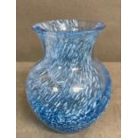 Caithness glass vase blue, white and clear swirl