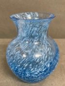 Caithness glass vase blue, white and clear swirl