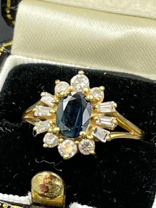 An 18ct gold sapphire and diamond ring, size O - Image 2 of 5