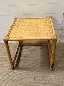 A bamboo and rattan square side table (H48cm Sq51cm)