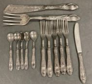 A selection of continental (800) silver handed cutlery