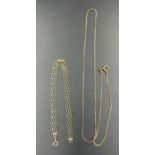 A 9ct gold necklace and a fine bracelet (Approximate Total Weight 4.5g)