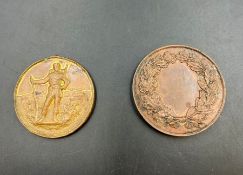 Two French medallions, Concours Nationaux Des Tirs De France and Societe De Tir Roven