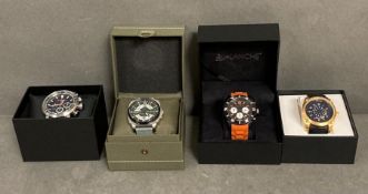 A selection of four watches, various makers Heritor Daniels, Avalanche, Swiss Legend and AVI-8