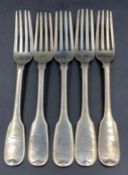 Five Victorian silver forks by Samuel Hayne & Dudley Cater (Approximate weight 180g)