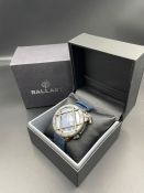 Ballast automatic watch with case guard blue/black bronze dial, blue bezel bronze case, blue leather