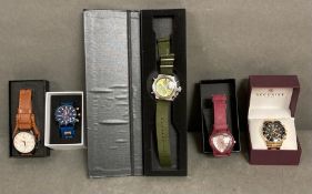 A selection of five watches, various makers and styles to include: MF Mini, Curren, Jly, Accurist