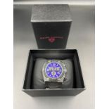 Swiss Legend Throtile quartz watch purple dial, black inlay bezel so case and bracelet