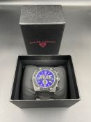 Swiss Legend Throtile quartz watch purple dial, black inlay bezel so case and bracelet