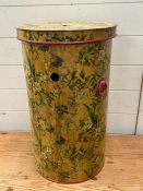 A vintage lidded storage bin with drilled holes to side and lid (H54cm Dia33cm)