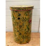 A vintage lidded storage bin with drilled holes to side and lid (H54cm Dia33cm)