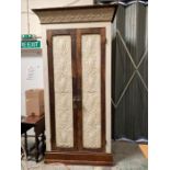 A large wardrobe with painted metal front and brass handles with wooden frame (H247cm W120cm D70cm)