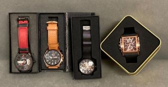A selection of four watches various makers: Lige, Yves Camani, Affute and Curren Tezer