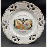 A 1914 Wilhelm II and Franz Josef I pierced commemorative plate