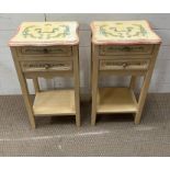 A pair of painted bedsides with two drawers (H70cm W37cm D26cm)