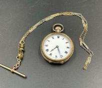 A 9ct gold ornate ladies pocket watch and a 9ct Albert chain (Total Weight 30g)