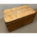 A pine blanket box with brass mounts (H47cm W85cm D48cm)