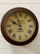 A mahogany fusee wall clock signed "Tree Gt Dover St London"