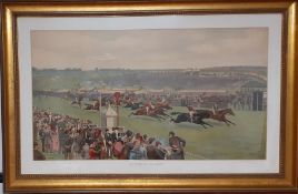 After Isaac J Cullin (act.1881-1947) British, "The finish for the Derby" an important coloured print