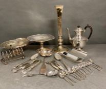 A selection of silver plate, various items and styles.