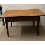 An oak refectory plank table with two drawer to one side (H83cm W134cm D65cm)