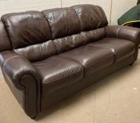A Violino three seater brown leather sofa (H97cm W207cm D105cm)