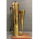 An English brass foghorn mounted as a trophy