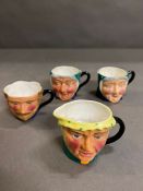 Four character cups by Thorley