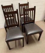 Four mahogany frame chairs with faux leather seats
