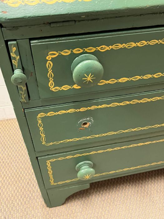 A painted bureau with fall front opening to pigeon holes and drawers - Image 4 of 5