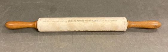 A Farrar Whitefield "Isobel" rolling pin with advertising