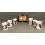 A card set and a bridge card set and six playing car mugs