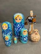 Three Russian folk items to include two Russian dolls