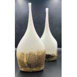 Two contemporary tear drop vases