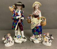 Four pastoral porcelain figures