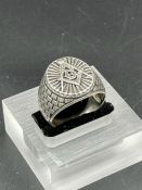 A silver Gents Masonic ring