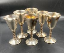 A set of six silver plated goblets