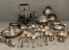 A selection of silver plated items