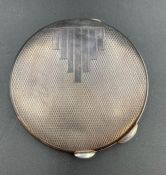 A silver Art Deco compact, B & Co maker, Birmingham hallmark.